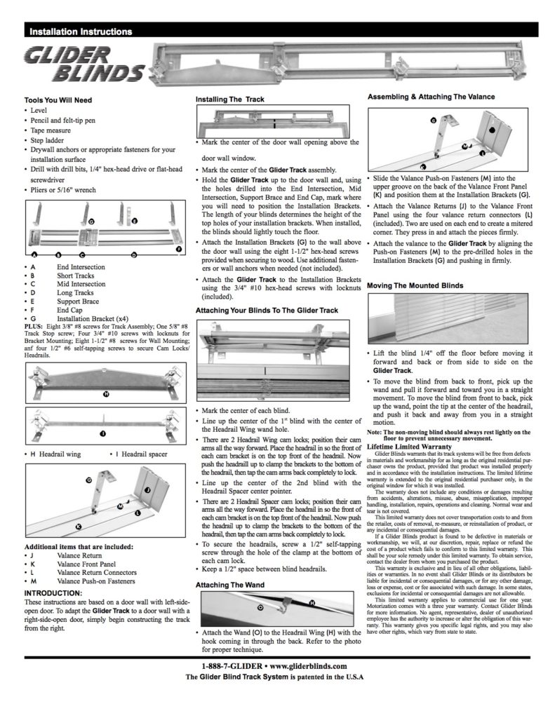 Installing the Glider Blind Track System